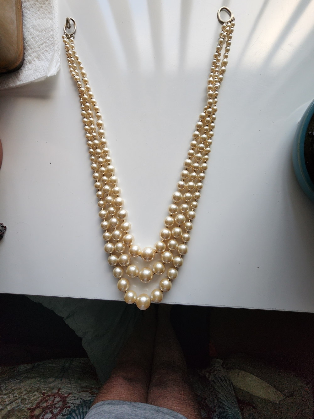 Vintage Classic Triple-Strand Pearl Necklace - Ivory - Fashion Jewelry
